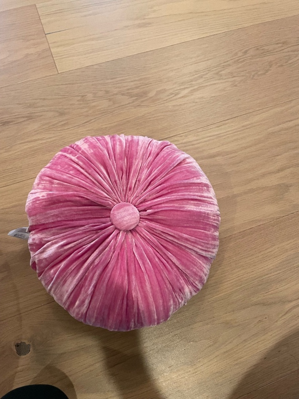 Anthropologie Round Pink Velvet Pillow